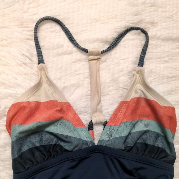 Carve Design Womens XS Dahlia One Piece Bathing Suit Stripe Navy Blue Swim Beach - Picture 3 of 10